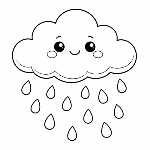 Rain Cloud, printable black and white coloring page
