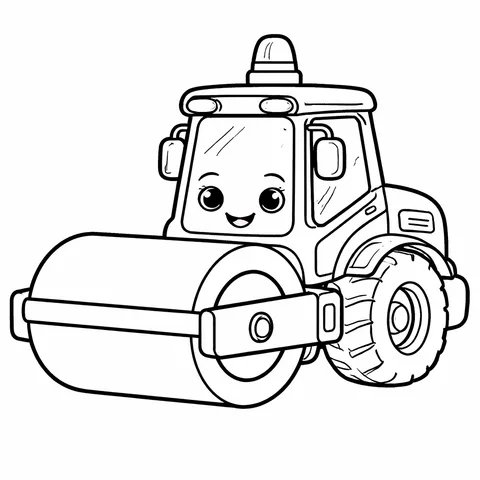 Roadwork Steamroller, printable black and white coloring page