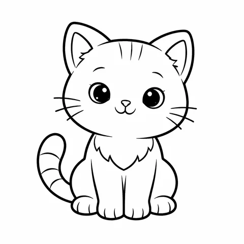 Sitting Kitten, printable black and white coloring page