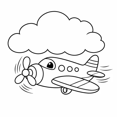 Small Propeller Plane, printable black and white coloring page
