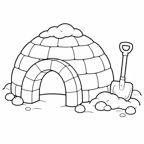 Snow Fort, printable black and white coloring page