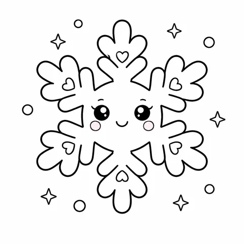 Big Snowflake, printable black and white coloring page