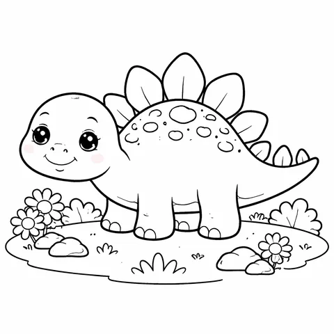 Stegosaurus, yazdırılabilir siyah beyaz boyama sayfası