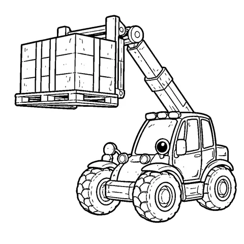 Telescopic Handler, printable black and white coloring page