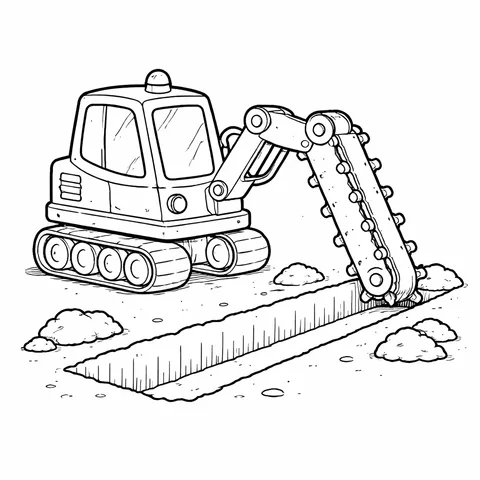 Trench Digger, printable black and white coloring page