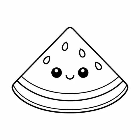 Watermelon Slice, printable black and white coloring page