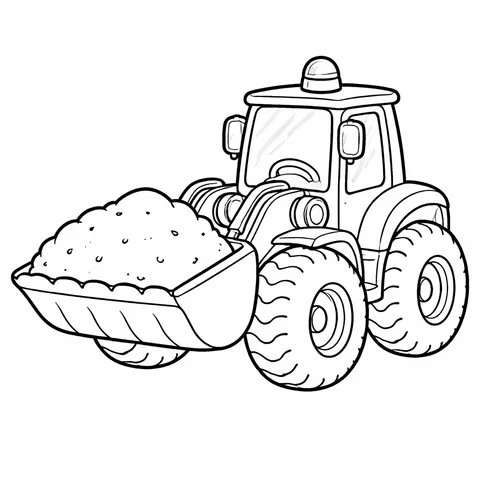Wheel Loader, printable black and white coloring page